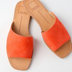 Dolce Vita Women's Orange Suede Leather Slide Sandals 7.5